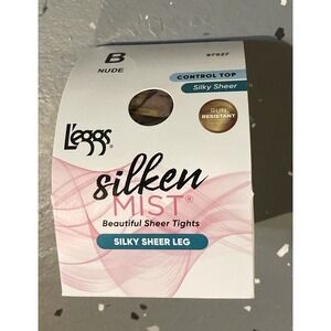 Leggs Control Top Pantyhose SILKY SHEER LEG Tights Size B NUDE